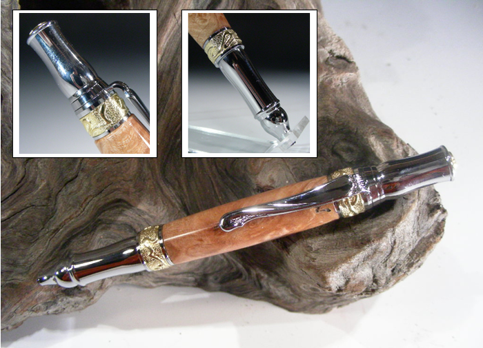 Nouveau Sceptre Pen shown in Big Leaf Maple Burl.
