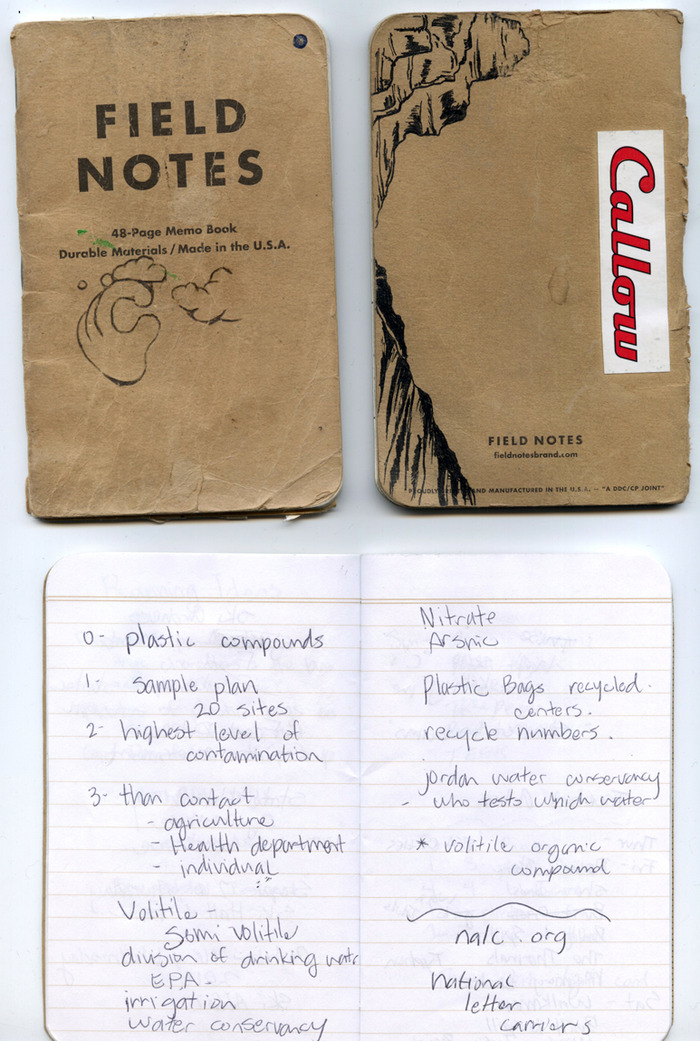 Keeping notes in my Field Notes. Science, questions, sketches from across the state.