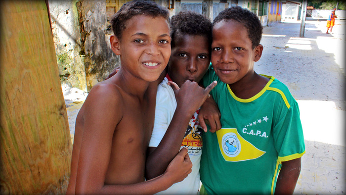 Three best friends in Morro de Sao Paulo, BA, Brazil