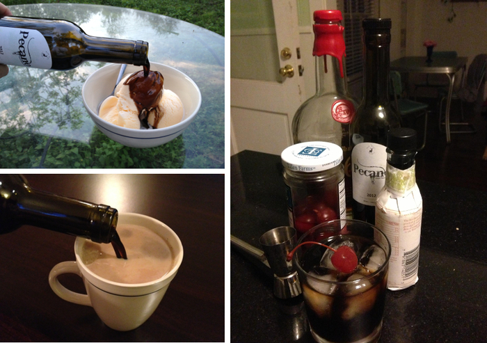 Pecaño on ice cream, in coffee and in a Texas Manhattan