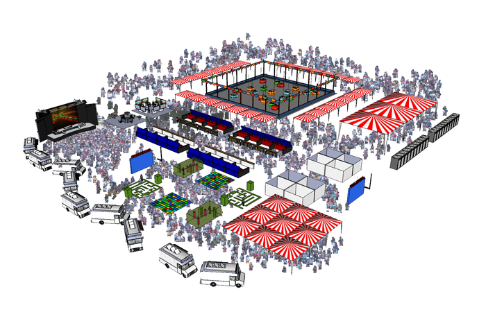 An early artistic rendering of a STEAM Carnival layout