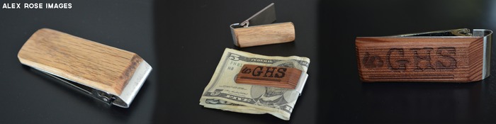 Pick from a list of reclaimed woods and customize your money clip with a phrase, name, initials, logo and more!