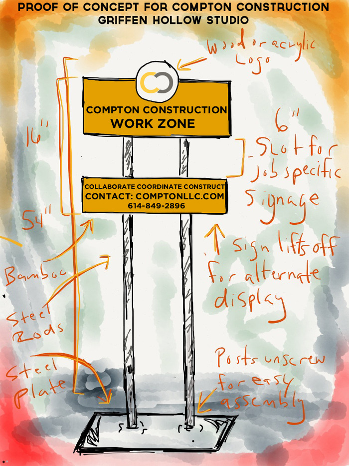Compton Construction has pledged at the $1,200 for Griffen Hollow Studio to create their new signage for job sites.
