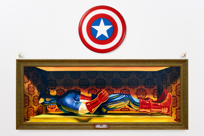 "Toy Biz' Captain America", 40"x108", oil on canvas