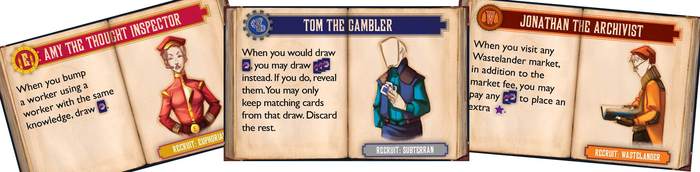 recruit cards with temporary names and face sketches
