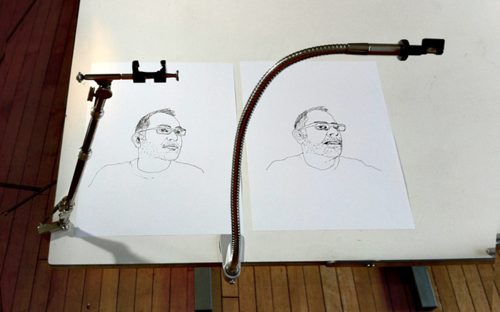 Portraits by Pablo, created with an antique camera lucida (c.1900, left), and the NeoLucida (right).