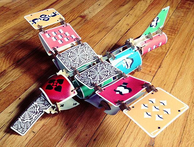 Plane built with Mustache Skallops and prototype printed Mustache Playing Cards