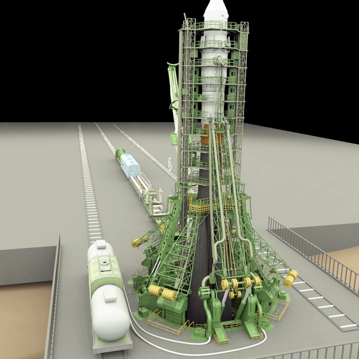 "Gagarin Start" launch pad model for "Lunatics!" pilot episode.