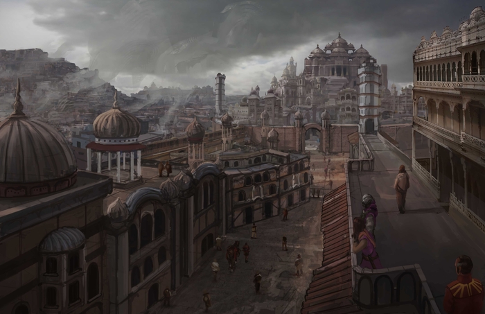 The city of Bhimra, as viewed from the main market district.