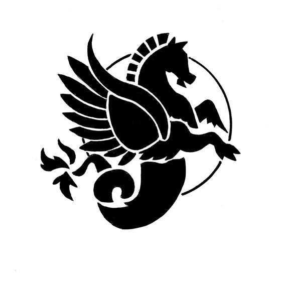 Black-and-White draft of Pegasus Crew Patch