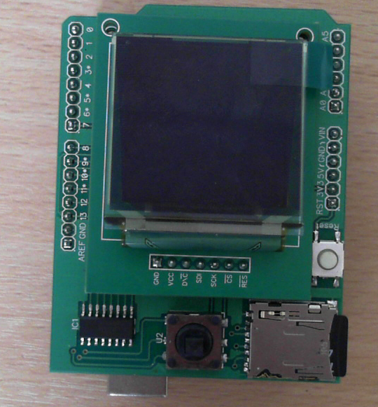 Colour OLED Breakout Board on the Arduino Shield
