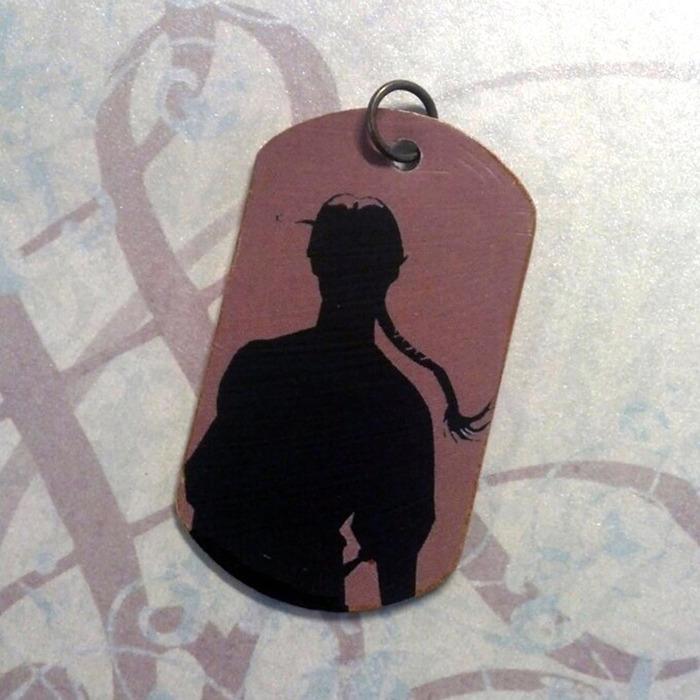 Optimystical Studios prototype for Lady Sabre "dog tag" pendant, face.