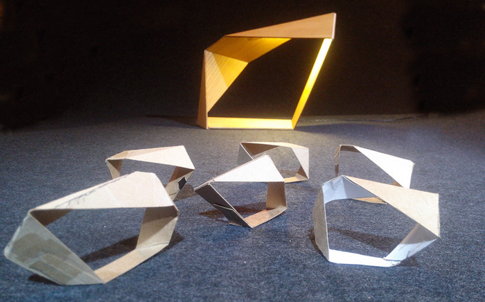 The "Loop" lamp, paper study models