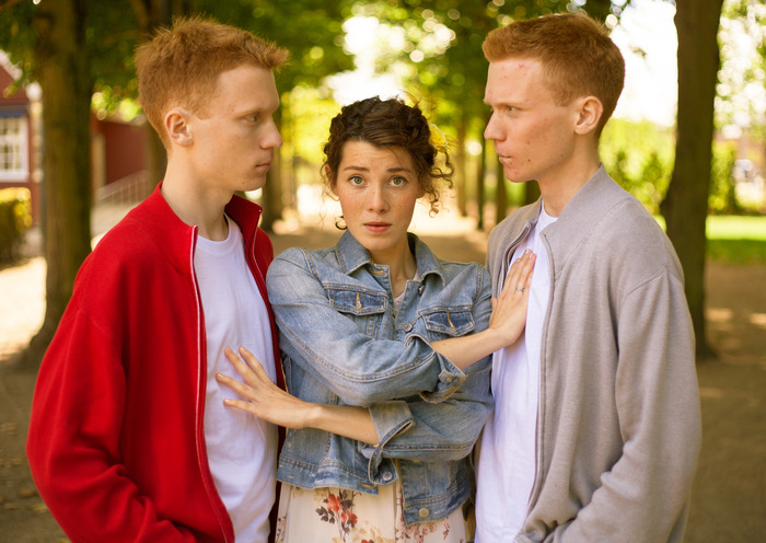 Double Trouble actors Marcus and Mattias Thernström Florin and Emelia Hansson.