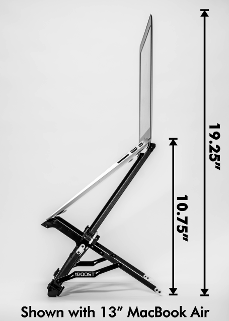 The Roost lofts the laptop screen to the height of a typical desktop computer monitor.