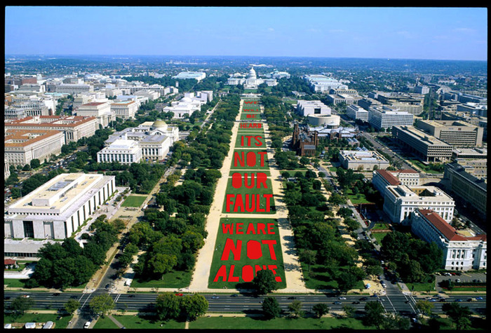 A preview of what the quilt will look like on the National Mall.