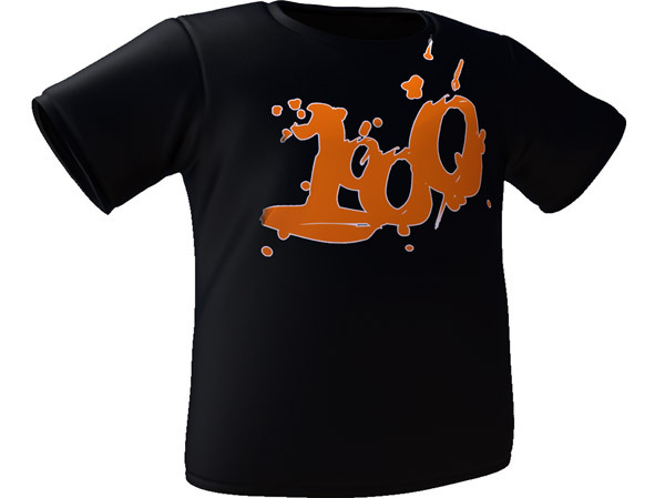 A black t-shirt with the 1000 logo in both men's and women's cuts. (This is a 3D mockup and is not a finalized photo)