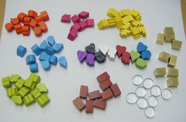 most of the custom tokens in the game, including the realistic-material tokens for gold, stone, and clay (the clear glass tokens will be solid grey)