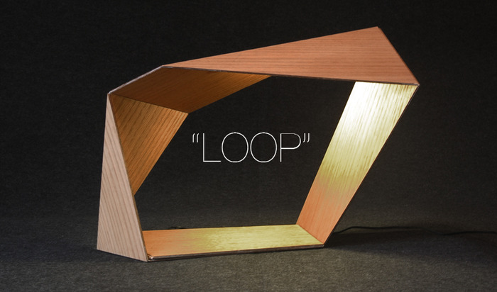 The "Loop" Bedside LED lamp with smartphone charger. (Oak veneer)