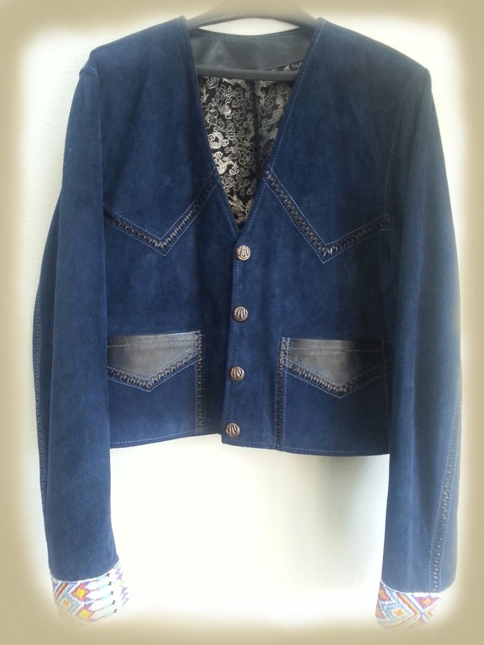 Blue Jacket with Authentic Native American Prayer Beads