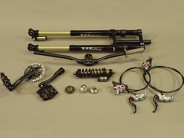 The main bike parts needed for a Motoped build (less wheels)