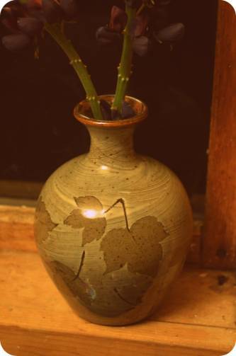 Celadon leaf vase