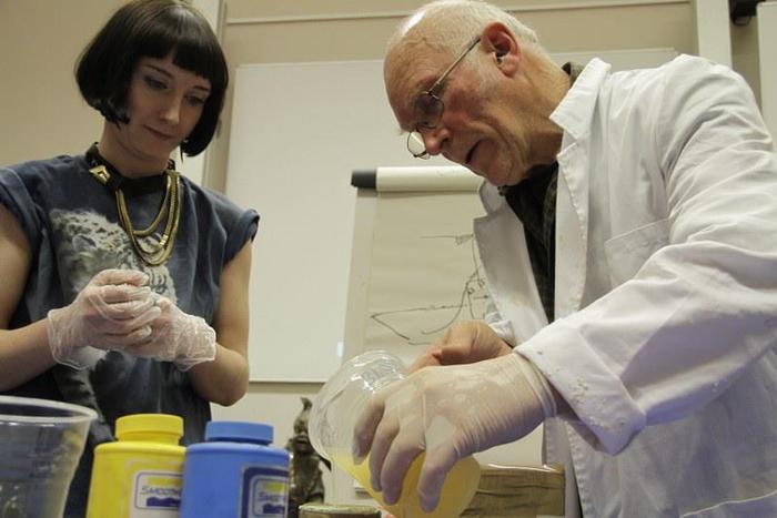 Colin and SFX Supervisor Jen Cardno mix fancy chemicals