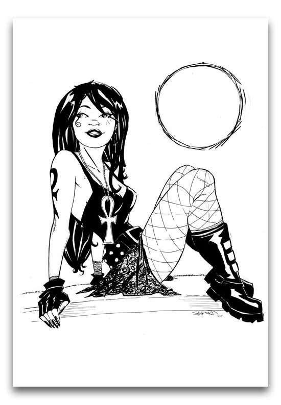 11x17 custom sketch. Single character sample.