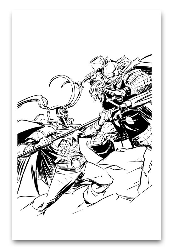 11x17 custom sketch. Two character sample.