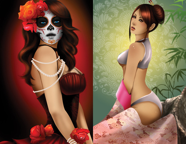 Pin Up Girls - Kabuki dia de los muertos & Japanese Cutie Pie