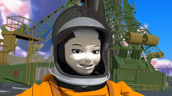 Georgiana Lerner near the launch pad in Baikonur