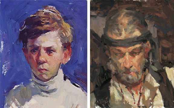 Portraits, oil on board