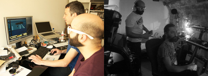 Eric Chahi and I and Olivier Dax and I at work
