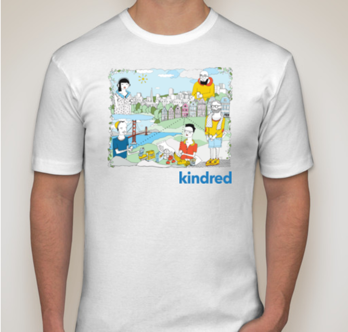 (B) Limited Edition Kindred X San Francisco theme T with art by Emma (FRONT) (Sizes: S-XL, Color: White)
