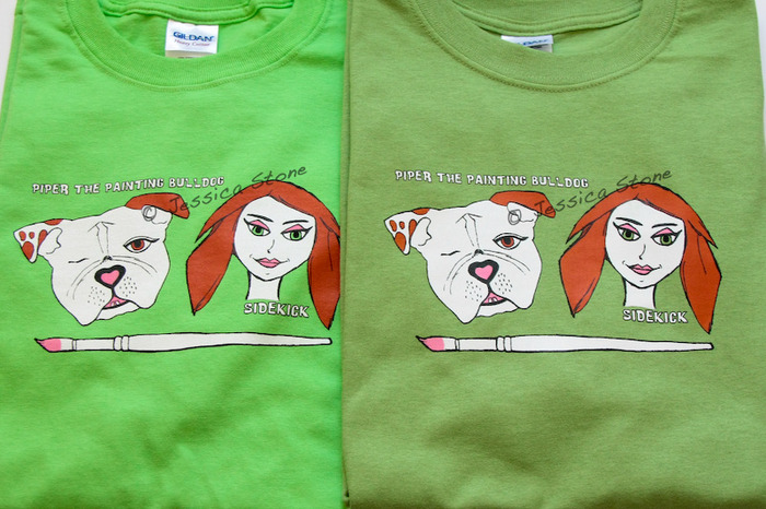 Both shirt colors (Lime is on the left and Kiwi is on the right)