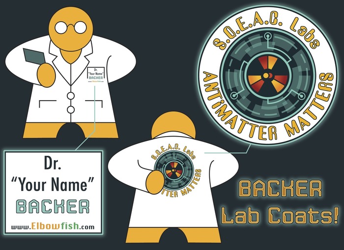 Meeple for modeling purposes only. Actual lab coat will be human-proportioned and final art may vary slightly from depicted designs.