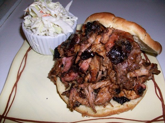 Pulled Pork Sandwich using both the Dry Rib Rub and the BBQ Sauce