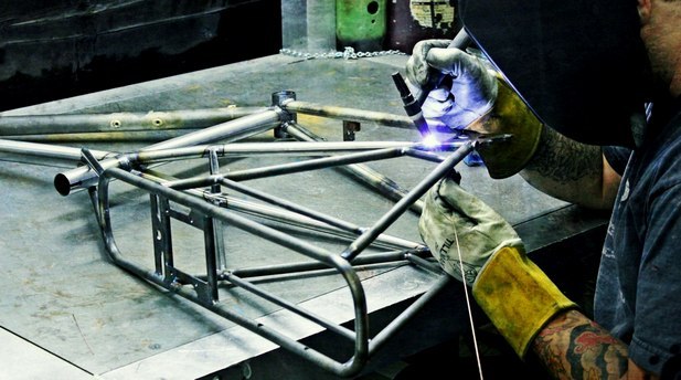 Stephan at Zen Bicycle Fabrications welding one of the first Kinn frames