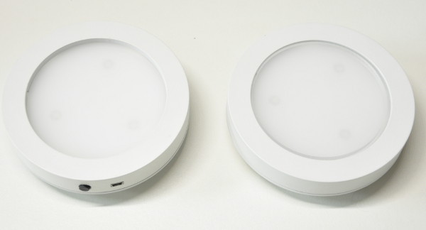 Leddie functioning prototype (right image: with additional PMMA circle)