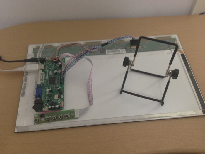 The Able-HD prototype set with adapter board, LED panel, stand and charger.