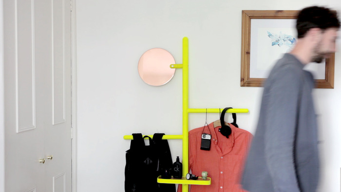 Camerino in fluoro yellow with a copper mirror.