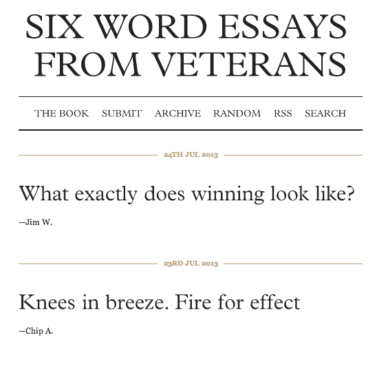 Screenshot from SixWordWar.com