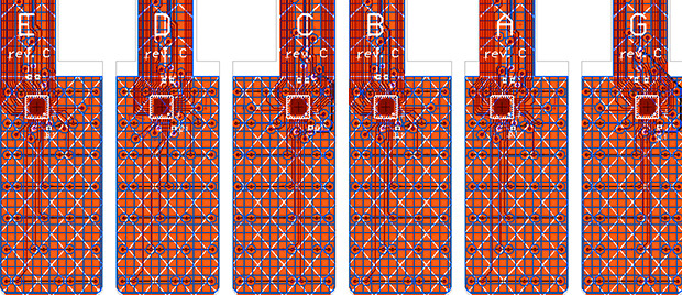 Circuit board layouts of the TouchKeys sensors