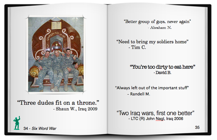 Draft page layout for Six Word War