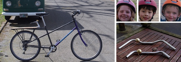 The first Kinn (made from cut up bike frames and aircraft tubing). The first Kinnfolk (my three grandkids)