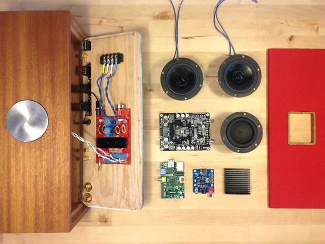 An exploded view of the Prototype's internal hardware. Once funded most of this will be replaced with Tubecore's Custom Hybrid Tube Amplifier