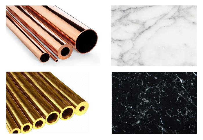 Special edition materials, copper and brass tube, as well as different types of marble you can choose from.