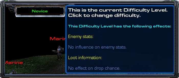 Difficulty-Level information within the game.