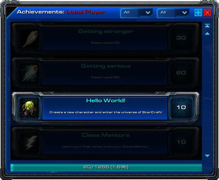 The achievement window.