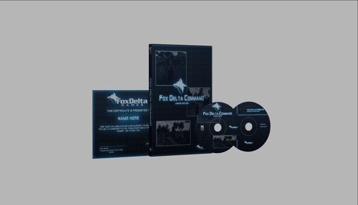 For people who donate $60. A hard copy of the game and sound track. Both will come in a case which will have all the Fox Delta Command team's signatures on it. As well as a thank you certificate with your name on it.